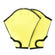 (M, Yellow) Fingerless Webbed Swim Gloves Water Resistance Diving Hand Web Swim Training Gloves For Swimming New