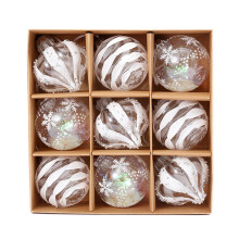 9Pcs Christmas Ball Ornaments Set, Clear Glitter Hanging Decorations, Shatterproof Baubles, One Size White