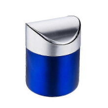 (blue) Mini Desktop Bin with Lid, Trash Can Small Desk Bin Indoor Dustbins for Desk Office Bathroom Kitchen Waste Containers 1pc