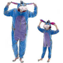 (L, Donkey) Snug Fit Unisex Adult Onesie Pajamas, Flannel Animal One Piece Halloween Costume Sleepwear Homewear S-2025