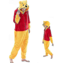 (105cm, Pooh) Snug Fit Unisex Adult Onesie Pajamas, Flannel Animal One Piece Halloween Costume Sleepwear Homewear S-2025
