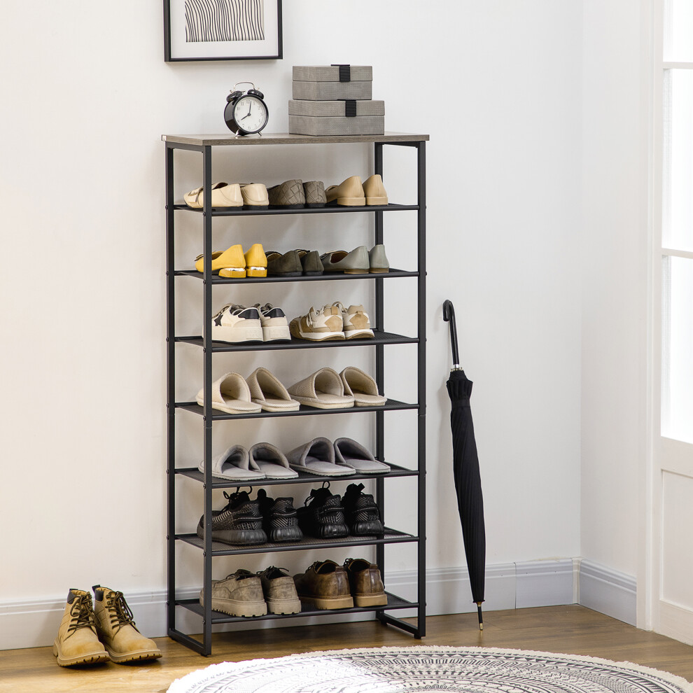 Bobobiy Grey/Black 8-Tier Shoe Rack, Shoe Storage Organizer With Mesh Shelves, Free Standing Shoe Shelf Stand For 21-24 Pairs Of Shoes, - Image 4