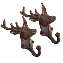 Set mit 2 stabilen Wandaufhängern aus Eisengeweih für-Rostfarbe