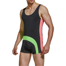 (M,Black)Men's Outdoor Sports Leisure Sexy Elastic One-piece Color Matching Quick Drying Swimsuit Xinmu