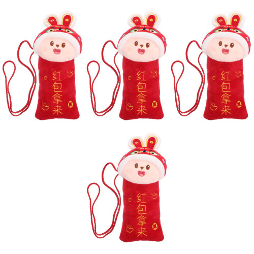 4Stück Plüsch Rotes Umschlag Umhängetasche Geschenktasche 2