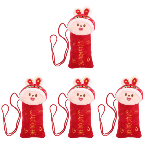 4Stück Plüsch Rotes Umschlag Umhängetasche Geschenktasche 1