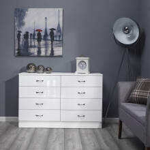 (White, 8 Draw) Chiswick Chest of Drawers Bedside Drawer Cabinets