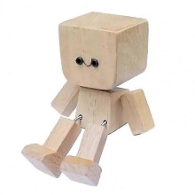 (A) Statue Handmade Wooden Man Figurine with Shaking Feet Unique Car Dashboard Decoration Desktop Ornament for Home