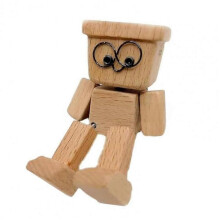 (B) Statue Handmade Wooden Man Figurine with Shaking Feet Unique Car Dashboard Decoration Desktop Ornament for Home