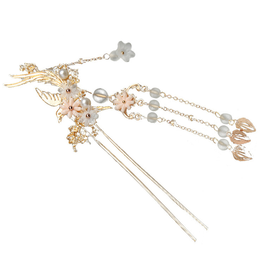 5 Stuks Chinese Hair Stick Lange Haarspeld Hangende Pompom Haarknot-image