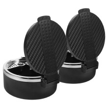 2Pcs Compact Auto Ashtray with Lid Black ABS Smokeless Car Accessory