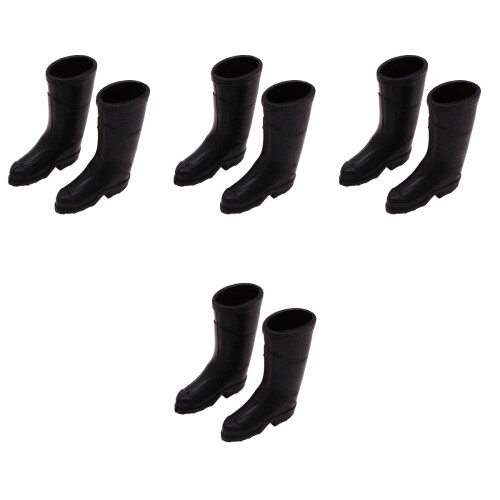 4Pares Mini Botas Decorativas Pretas Plásticas Para Casa 1:12 2