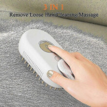 (Milk coffee color)3 In 1 Cat Steam Brush Pet Electric Spray Massage Comb Pet Hair Removal Comb