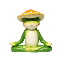 (green) Cute Meditation And Sitting Frog Figurine Funny Resin Animal Sculpture Statue Home Garden Countyard Decorative Ornaments