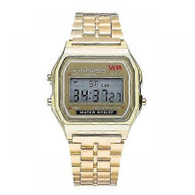 (Gold)Women Men Watch Gold Silver Vintage LED Digital Sports Military Wristwatches Electronic Digital Present Gift Male Promotion