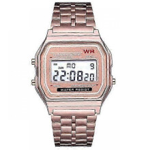 (rose gold)Women Men Watch Gold Silver Vintage LED Digital Sports Military Wristwatches Electronic Digital Present Gift Male Promotion