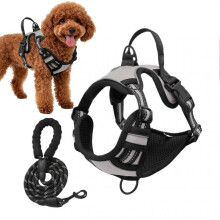 (L) Dog Harness No Pull Reflective Puppy Traction Supplies For Hiking Running Training Jogging Car Travel