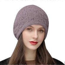 (56-58cm,BLACK)Womens Beanie Hat Warm Soft Chunky Cable Knit Winter Hats