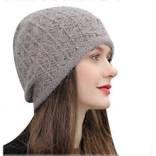 (56-58cm,GREY)Womens Beanie Hat Warm Soft Chunky Cable Knit Winter Hats