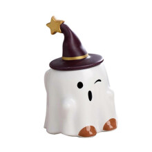 (Blinking Elf) Halloween Ghost Mug 3D Coffee Cup Tabletop with Lid Novelty Ceramic Mug Spooky Ghost Mug for Home Halloween Decoration Office