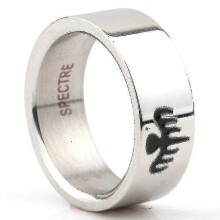 (7,Silver)New Trendy James Bond 007 Spectre Ring Men S Ring Fashion Metal Polished Ghost Pattern Ring Accessories Party Jewelry