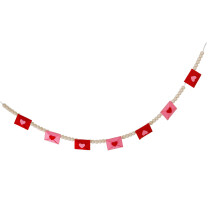 Wood Beaded Felt Valentines Bunting Hanging Ornament For Wedding