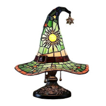 (Green) Colorful Witch Hat LED Table Lamp, Handmade Wizard Hat Shape Night Light Ornament ,Creative USB Socket Light Bedroom Decoration