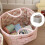 Foldable Cotton Storage Box Multi-Small pink flowers w 2