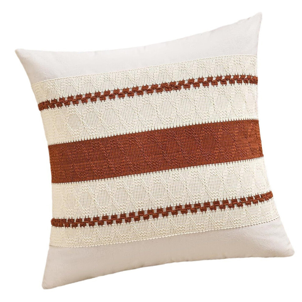 Natural Cotton Linen Bohemians Pillow Cover- 45X45cm Orange