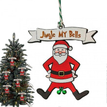 (C) Funny Christmas Tree Ornaments Bell Festive Wooden Handcrafted Keepsake for Friends Family Holiday Children-A