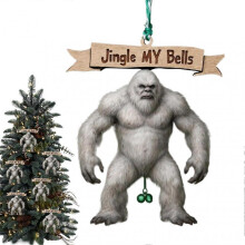 (B) Funny Christmas Tree Ornaments Bell Festive Wooden Handcrafted Keepsake for Friends Family Holiday Children-A