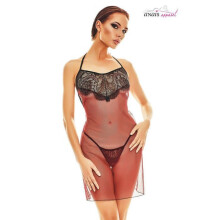 Roupão de lingerie - ANAÏS - Fantasme - 2XL/3XL - Vermelho e preto - Renda delicada