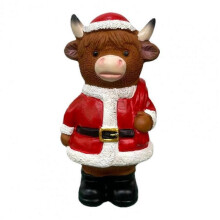 (B) Cartoon Christmas Nutcracker Highland Cow Figurine Santa Claus Highland Cattle Resin Statue Sculpture Home Decor