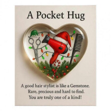 (C) Pocket Hug Hairstylist Pocket Hug with Positive Card Emotional Support Heart Shaped Christmas Hair Stylist