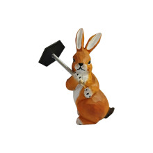 Handgesneden houten konijntjes beeldje snijwerk dier miniatuur-2