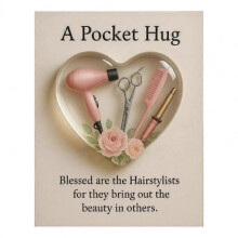 (B) Pocket Hug Hairstylist Pocket Hug with Positive Card Emotional Support Heart Shaped Christmas Hair Stylist