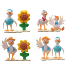 4 Piece Funny Duck with Sunflowers Mini Sculptures for Car