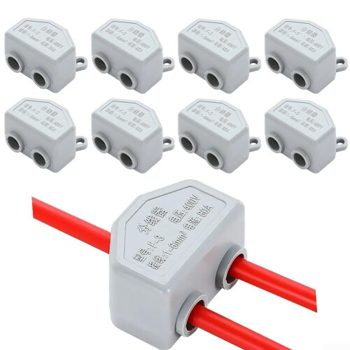 Electrical Connectors 8 Pack 1 In 2 Compact Splicing Connectors, 60A Brass Quick Terminal Block Cable Splice