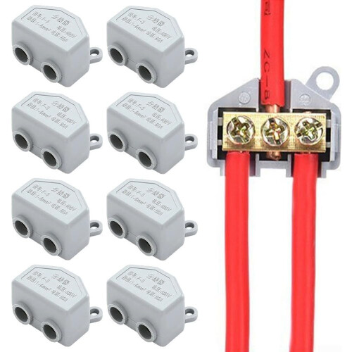 Electrical Connectors 8 Pack 1 In 2 Compact Splicing Connectors, 60A Brass Quick Terminal Block Cable Splice 2