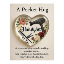 (A) Pocket Hug Hairstylist Pocket Hug with Positive Card Emotional Support Heart Shaped Christmas Hair Stylist