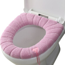 Furry Toilet Seat Cover Plush Fiber Simple Handle Design-1