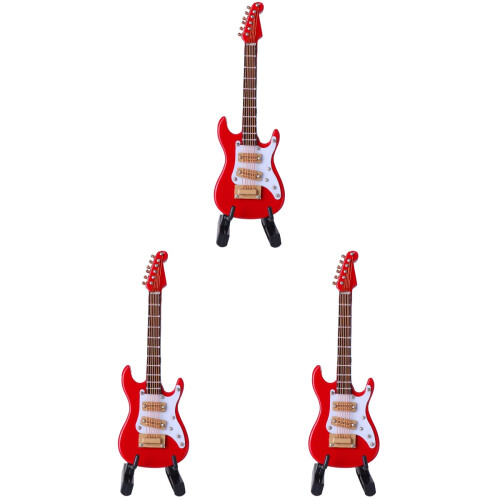 3Pcs Mini Electric Guitar Model Decor With Box And 1