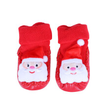 2 Paar Baby Kerstkousen Anti-Slip Vloerschoenen Kerstman 12 Cm