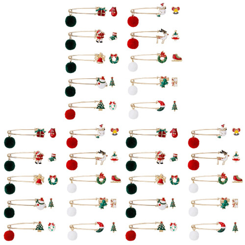 30 Sets Klassieke Kerstbroches Kledingaccessoires Feestattributen 1
