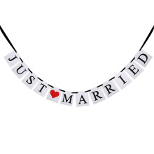 2Stk Just Married Hochzeitsfahne Partydekoration
