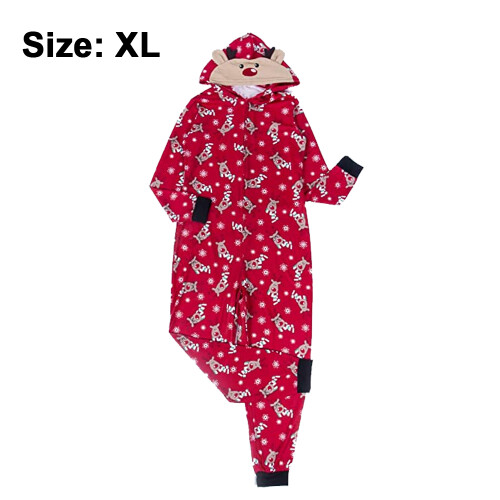 Πιτζάμα Onesie με κουκούλα και φερμουάρ για ενήλικες, ολόσωμο με σχέδιο άλκης και 1