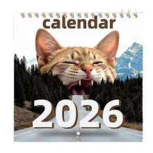 (CX) Humorous 2026 Cat Calendar Unique Wall Calendar with Funny Cat and Scenic Background Ideal Christmas Gift for Cat Enthusiasts