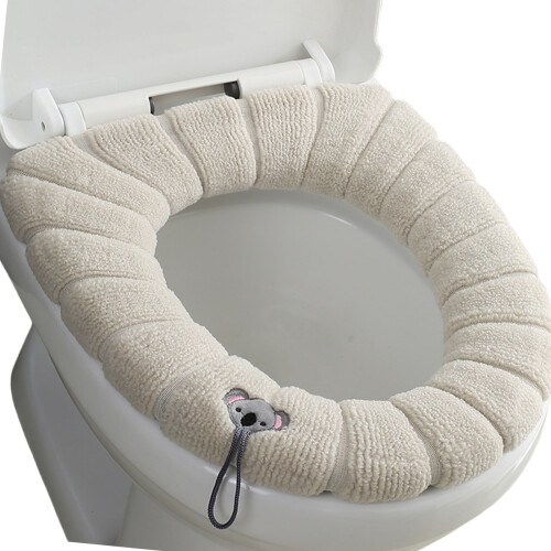 Housse de siège de toilette en fourrure avec poignée de levage-2