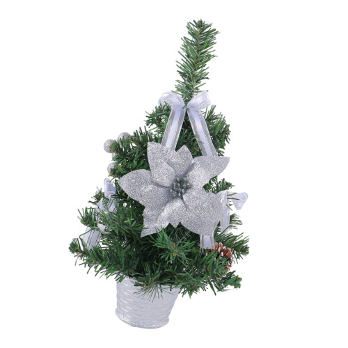 Festival Tabletop Christmas Tree Potted Plant Desktop-Silver