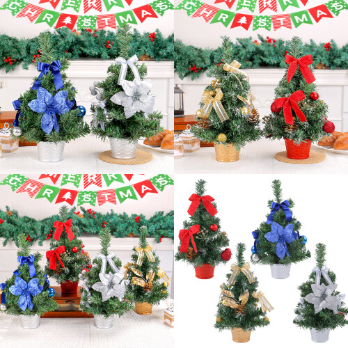 Festival Tabletop Christmas Tree Potted Plant Desktop-Silver 2